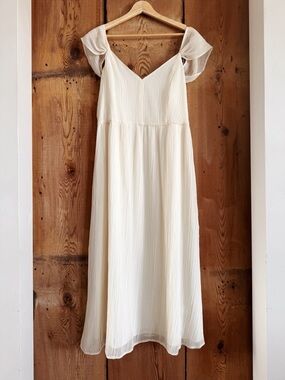 a line wedding guest dress with sleeves Zapaka Women Pink Wedding Guest Dress with Ruffle Sleeves A Line V Neck Pleated Chiffon Long Formal Dress, Pink / US12